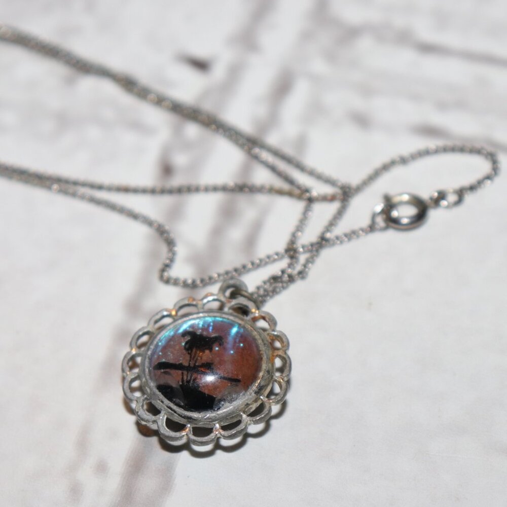 🌙 Twilight Tree Vintage Pendant Necklace 🌙 16" silver chain